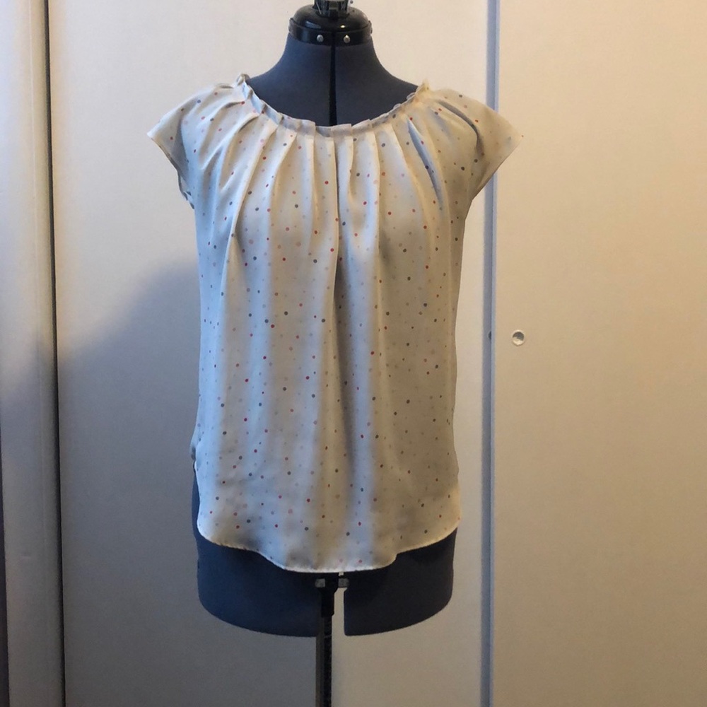 LC Lauren Conrad Pleated Polkadot Top | Medium